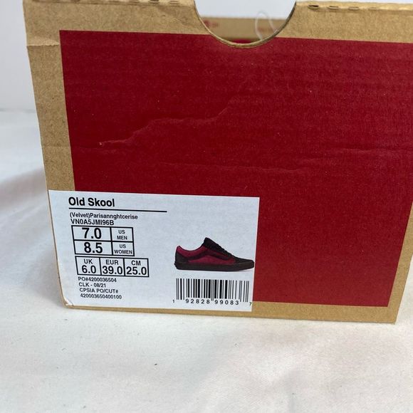 Vans Old Skool Velvet Parisian Night Black Cerise Red shoes NWB Unisex Men’s 7 W - Picture 9 of 11
